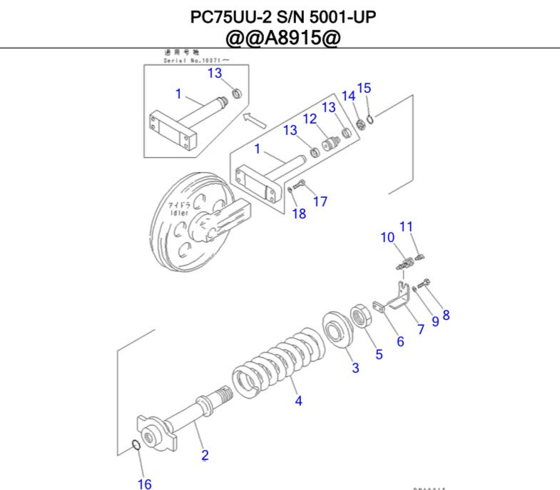 kit joint de tendeur de chenille komatsu PC75UU-2