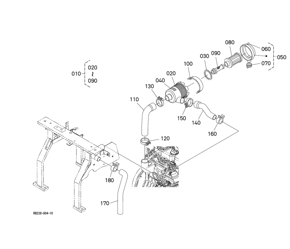 Kit de filtre complet pour Kubota KX41-3 KX36-3
