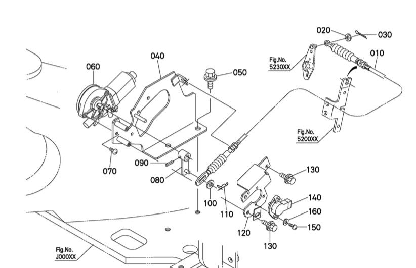 cable d'accelerateur kubota U48-4 U55-4 RD451-3515-0