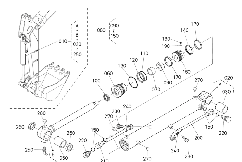 kit joint de vérin de godet kubota U48-4 RD451-7182-0