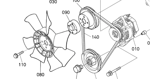 ventilateur kubota U17-3 alpha kx61-2 alpha kx41-2 kx36-2 kx41 kx61
