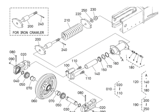 kit joint tendeur de chenilles Kubota KX080-4