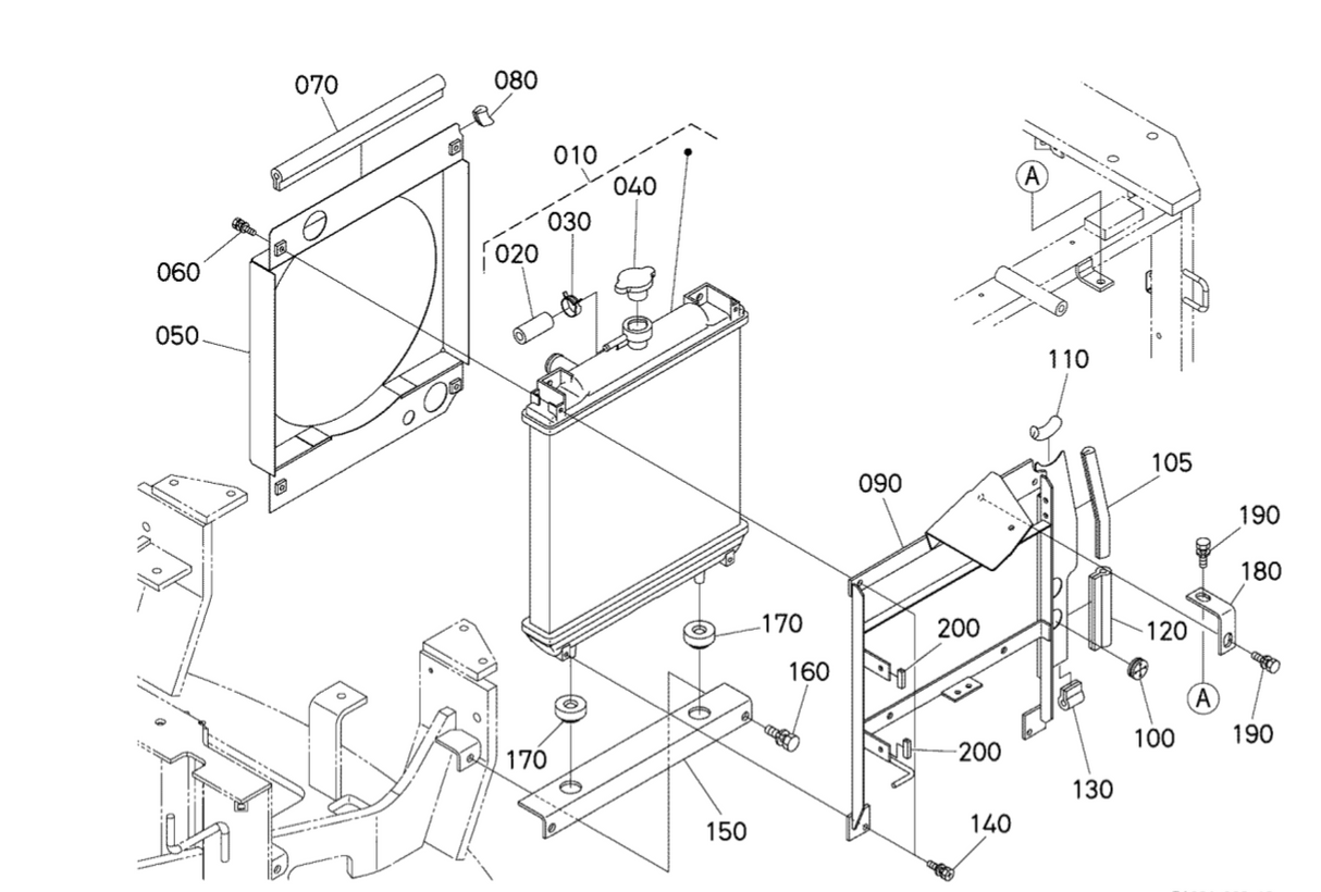 ENSEMBLE BLOC RADIATEUR POUR KUBOTA U15-3 U17-3 alpha