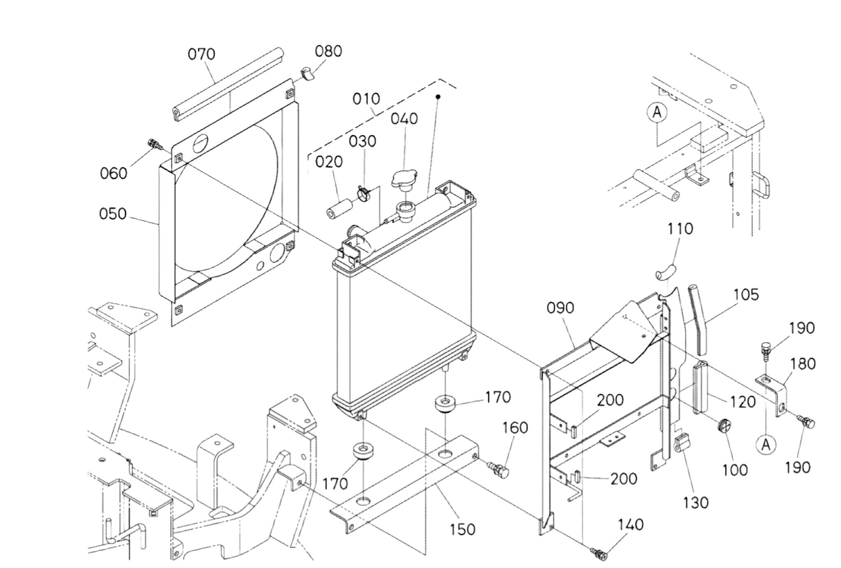 ENSEMBLE BLOC RADIATEUR POUR KUBOTA U15-3 U17-3 alpha