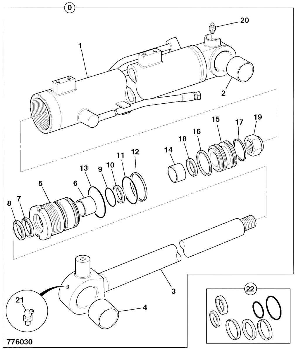 Kit de joint de vérin de flèche JCB 8014 8015 8016
