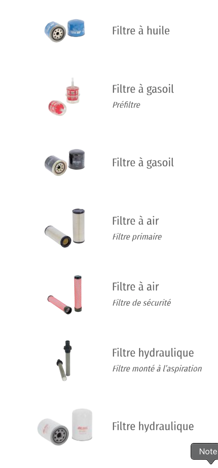Kit de filtre pour Dumper Barford SX3000 avec moteur Kubota