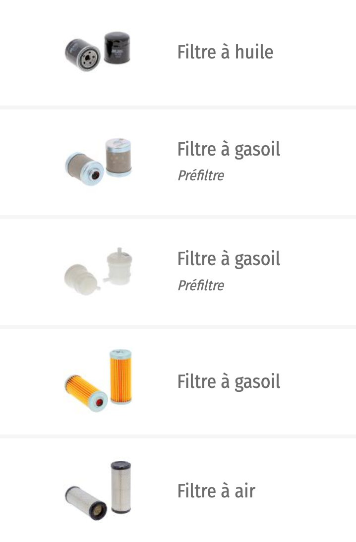 Kit de filtre pour Komatsu PC20R-8