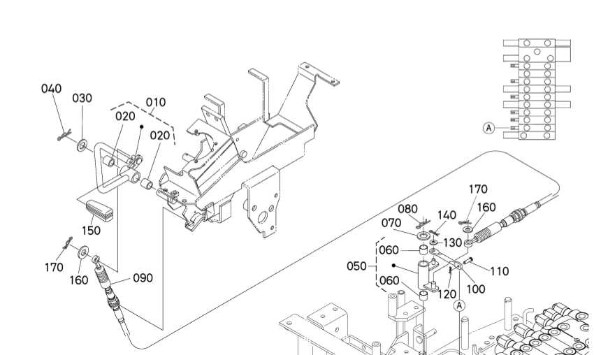 cable de commande de lame kubota U20-3 alpha U25-3 alpha RB411-6578-0