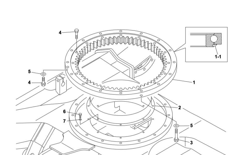 couronne d'orientation Takeuchi TB025 TB125 TB28FR TB25FR TB228 19130-03600