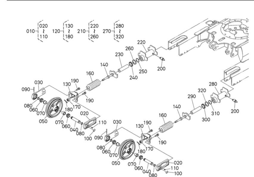 cylindre tendeur de chenilles pour Kubota U27-4