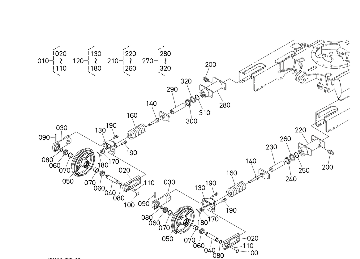cylindre tendeur de chenilles pour Kubota U27-4 HI