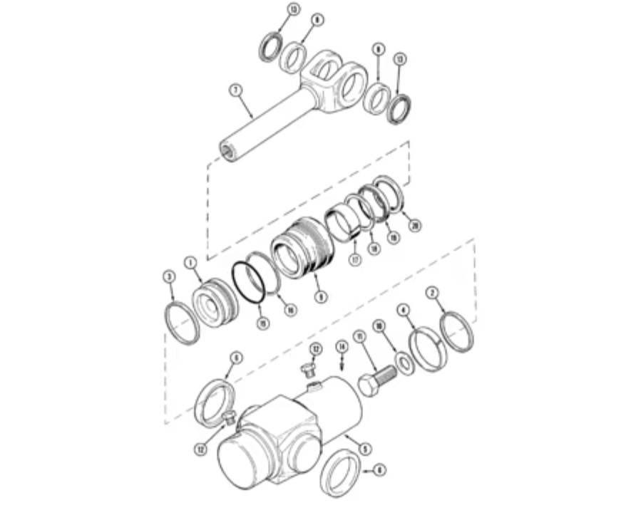 kit joint de vérin orientation de rétro Case 580 SLE