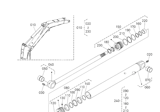 kit joints de vérin de balancier pour kubota KX 71-3 alpha RG71967900