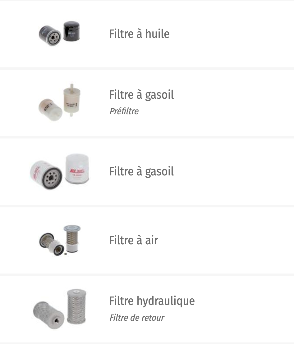 kit filtre complet pour Kubota K022 K025 KX36