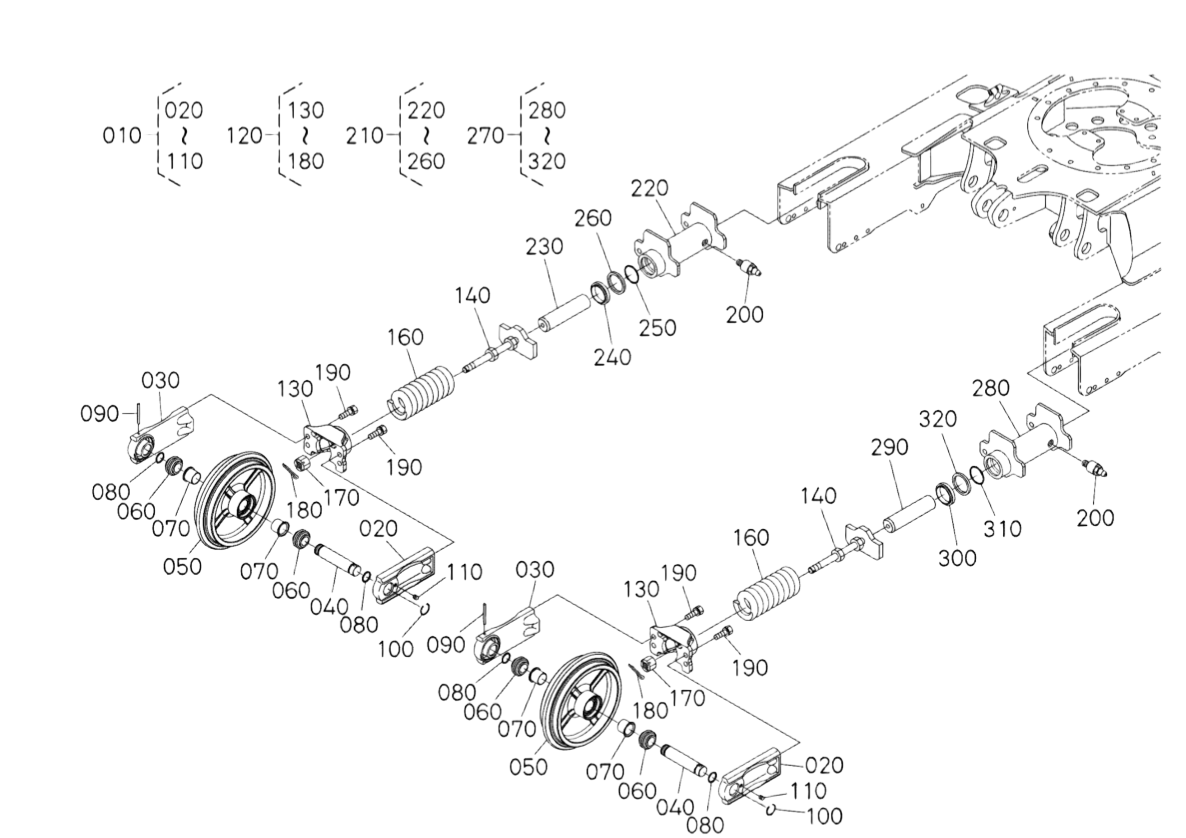 roue folle de tension de chenille pour kubota U27-4