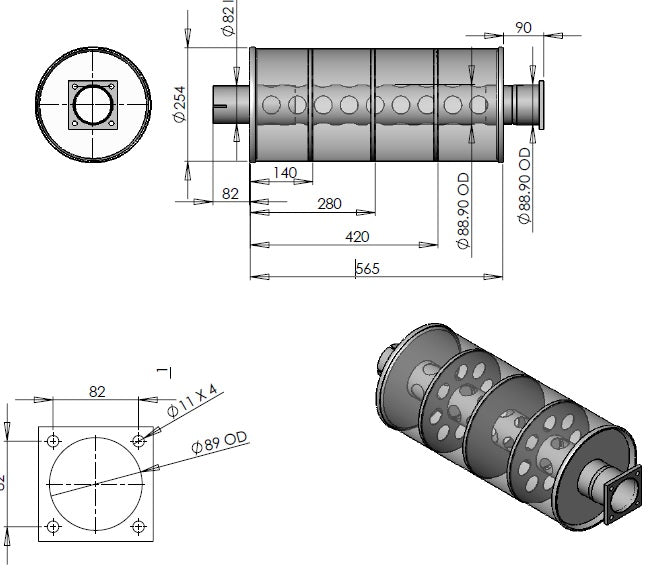 Boîte d'échappement pour s'adapter à Morooka MST2200