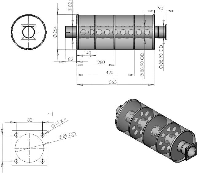 Boîte d'échappement pour s'adapter à Morooka MST2200