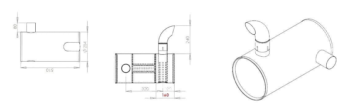 Échappement pour s'adapter à Hyundia 130LC-3 Opt 3