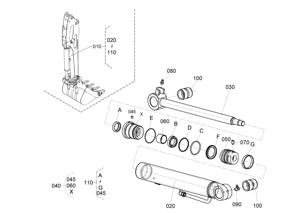 kit joints de vérin de godet kubota KX36-3