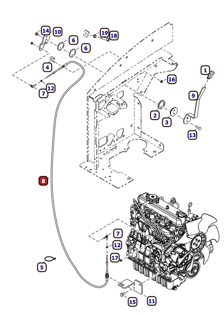 cable d'accelerateur pour bobcat 425 428