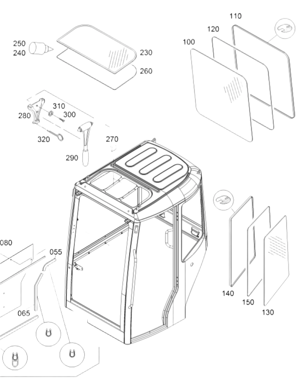 vitre arriere de cabine pour Kubota KX161-3 KX 71-3 U45-3 KX 91-3 KX101-3 KX 121-3 KX161-3 U50-3