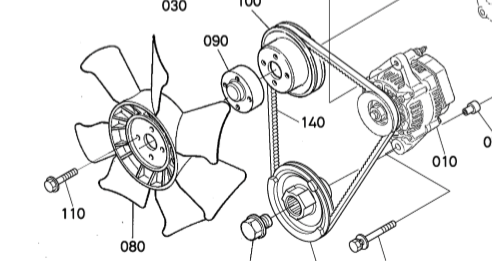 ventilateur kubota U17-3 alpha kx61-2 alpha kx41-2 kx36-2 kx41 kx61