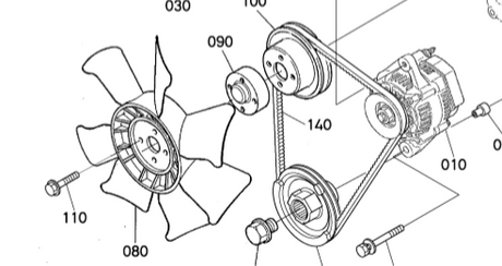 ventilateur kubota U17-3 alpha kx61-2 alpha kx41-2 kx36-2 kx41 kx61
