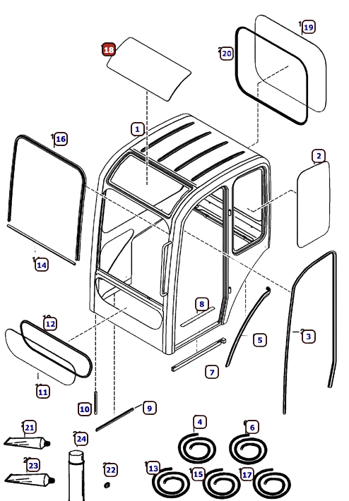 vitre de toit Bobcat 341