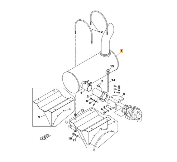 silencieux d'échappement Case CX240BLR CX210BLR CX240B CX210B CX220B CX230B