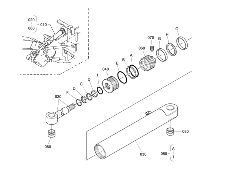 kit joint de vérin de déport de flèche pour kubota KX91-3a KX91-3a2 KX101-3 KX101-3a KX101-3a2 U30-3a2 U35-3a