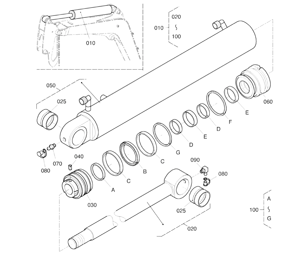 kit joint de vérin de balancier kubota KX71-3