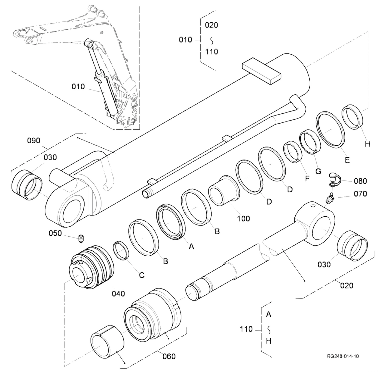 kit joint de vérin de flèche Kubota KX71-3