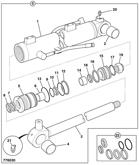 Kit de joint de vérin de flèche JCB 8014 8015 8016