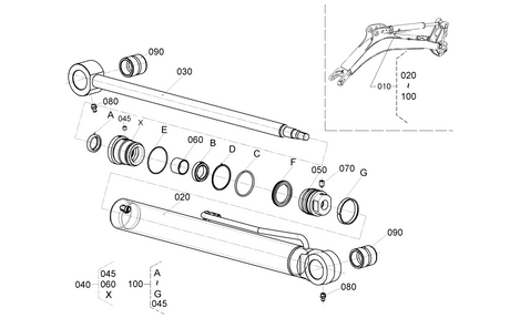 Kit de joint de vérin de flèche Kubota KX36-3