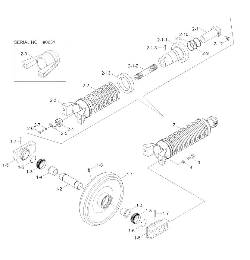 Kit joints de tendeur de chenilles pour hyundai CR80-9