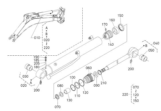 kit joints de vérin de fleche kubota U17-3 alpha