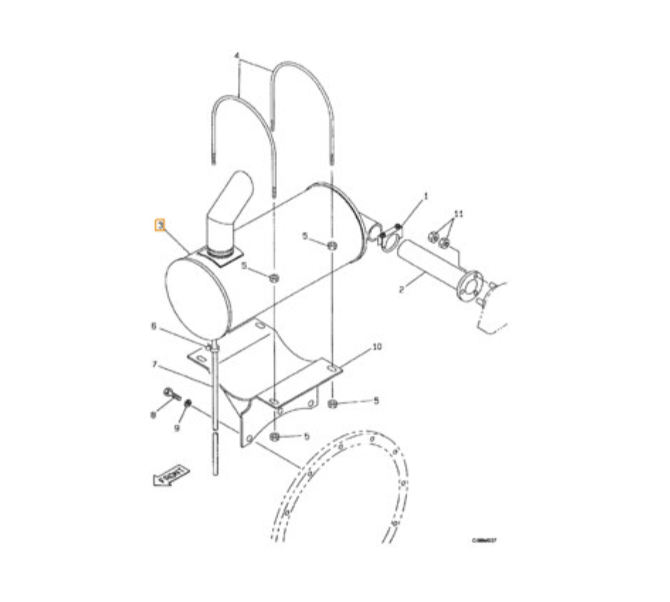 silencieux d'échappement pour pelle Case 9013