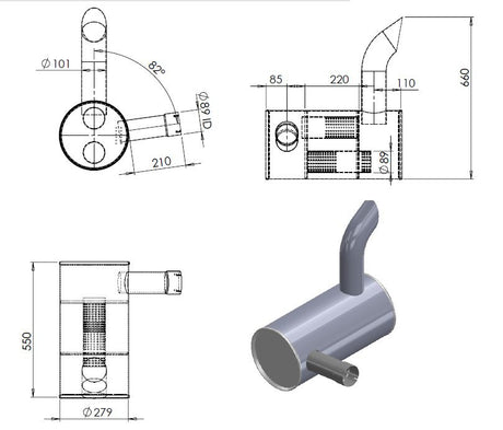 Échappement pour Komatsu PC200-8