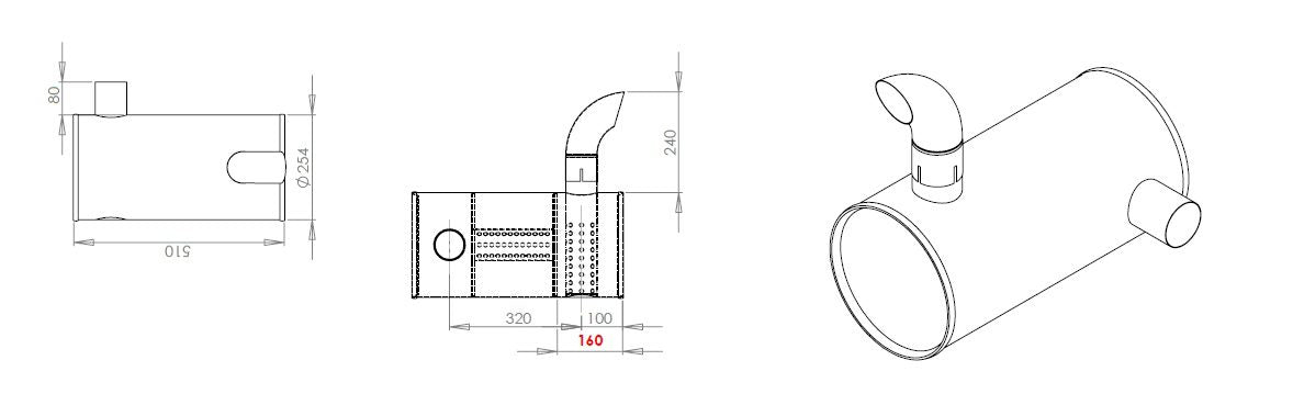Échappement pour s'adapter à Hyundia 130LC-3 Opt 3