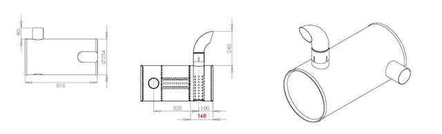 Échappement pour s'adapter à Hyundia 130LC-3 Opt 3